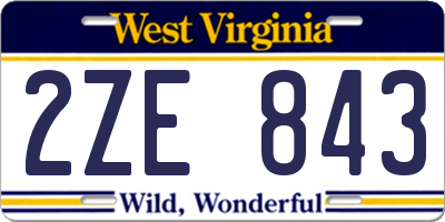 WV license plate 2ZE843