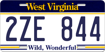 WV license plate 2ZE844