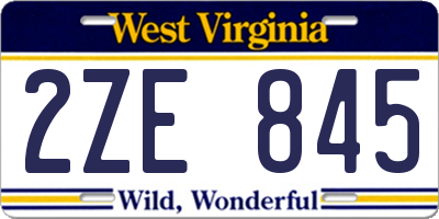 WV license plate 2ZE845