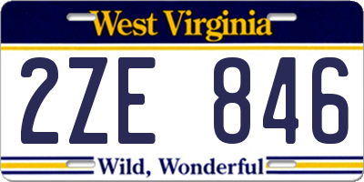 WV license plate 2ZE846