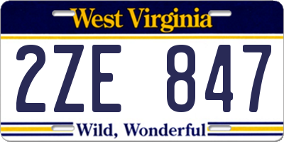 WV license plate 2ZE847