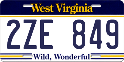 WV license plate 2ZE849