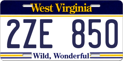 WV license plate 2ZE850