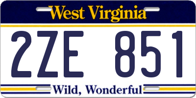 WV license plate 2ZE851