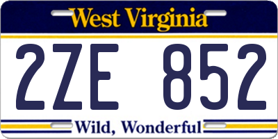 WV license plate 2ZE852