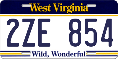 WV license plate 2ZE854