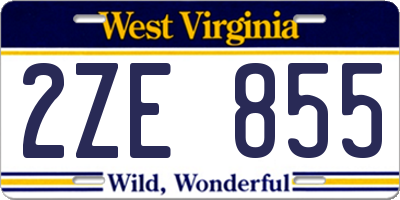 WV license plate 2ZE855