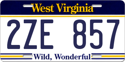 WV license plate 2ZE857