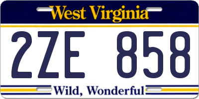WV license plate 2ZE858