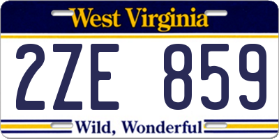 WV license plate 2ZE859
