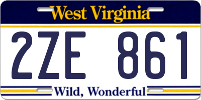 WV license plate 2ZE861