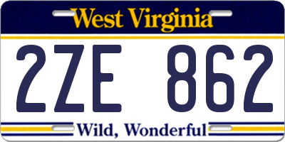 WV license plate 2ZE862
