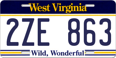 WV license plate 2ZE863