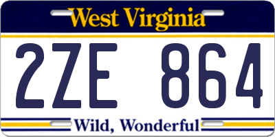WV license plate 2ZE864