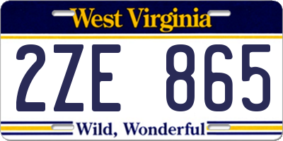 WV license plate 2ZE865