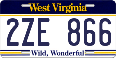 WV license plate 2ZE866