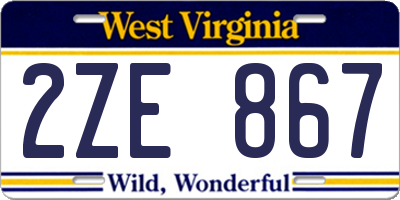 WV license plate 2ZE867