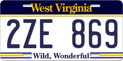 WV license plate 2ZE869