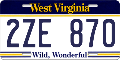 WV license plate 2ZE870