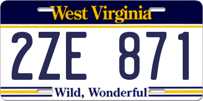 WV license plate 2ZE871