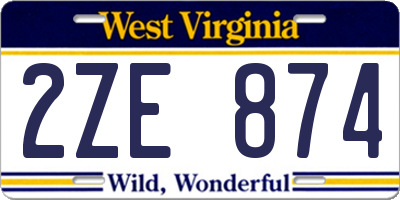 WV license plate 2ZE874