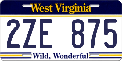 WV license plate 2ZE875