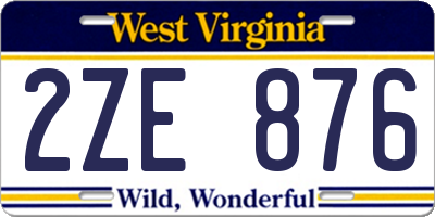 WV license plate 2ZE876
