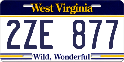 WV license plate 2ZE877