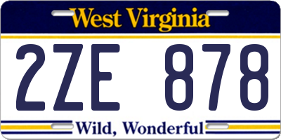 WV license plate 2ZE878