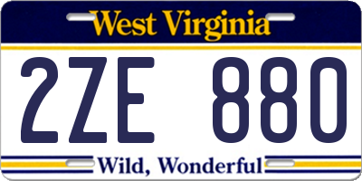 WV license plate 2ZE880