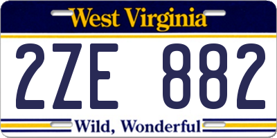 WV license plate 2ZE882