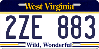 WV license plate 2ZE883