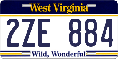 WV license plate 2ZE884
