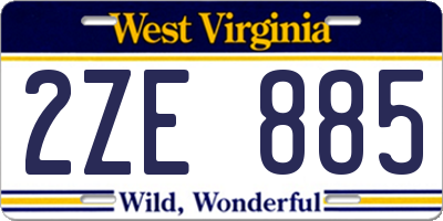 WV license plate 2ZE885
