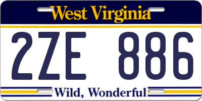 WV license plate 2ZE886