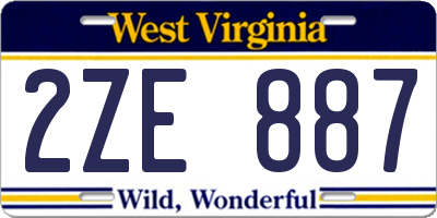 WV license plate 2ZE887