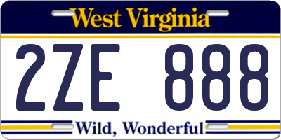 WV license plate 2ZE888