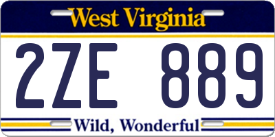 WV license plate 2ZE889