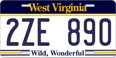 WV license plate 2ZE890
