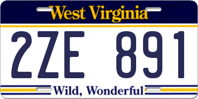 WV license plate 2ZE891