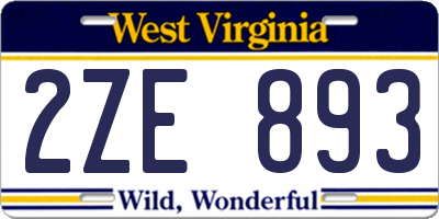 WV license plate 2ZE893