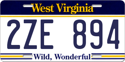 WV license plate 2ZE894