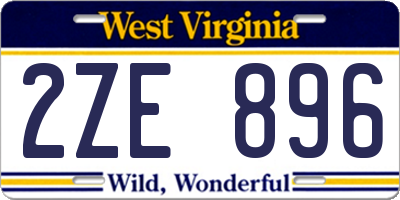 WV license plate 2ZE896