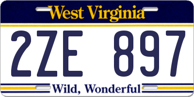WV license plate 2ZE897