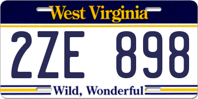 WV license plate 2ZE898