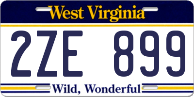 WV license plate 2ZE899