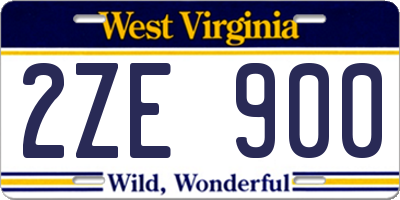 WV license plate 2ZE900