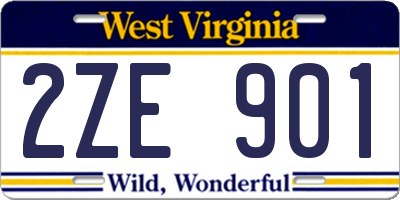 WV license plate 2ZE901