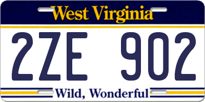 WV license plate 2ZE902