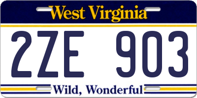 WV license plate 2ZE903